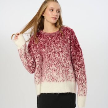 Πλεκτό χνουδωτό πουλόβερ κόκκινο