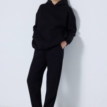 Σετ φόρμες φούτερ με κουκούλα μαύρο