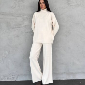 Πλεκτό σετ με ζιβάγκο εκρού