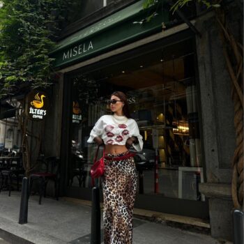 Maxi σατέν φούστα λεοπάρ