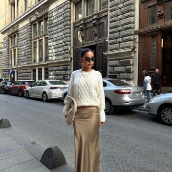 Μίντι σατέν φούστα μπεζ