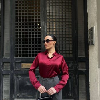 Πουκάμισο σατέν μπορντό