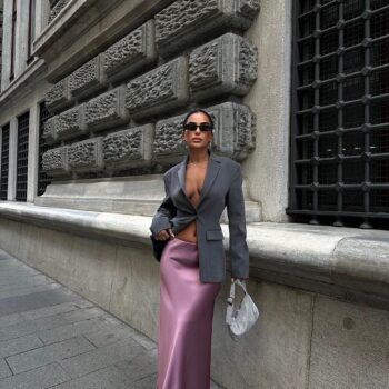 Μίντι σατέν φούστα ροζ