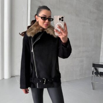 Ημίπαλτο με γούνινο γιακά