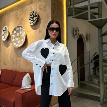 Overzized πουκάμισο με καρδιές