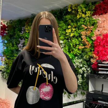 T-shirt μαύρο με κερασάκια