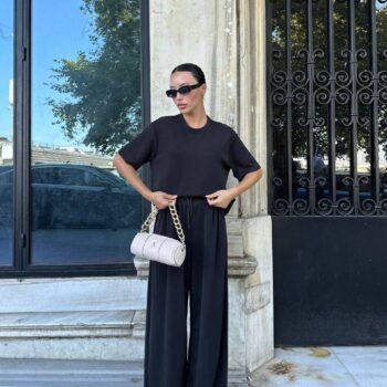 Σετ oversized Τ-shirt και παντελόνι μαύρο