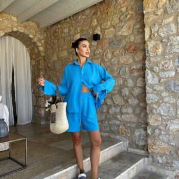 Καλοκαιρινό σετ με πουκάμισο γαλάζιο