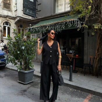 Καλοκαιρινό σετ με γιλέκο μαύρο